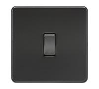 Knightsbridge SF1200MBB Screwless 10AX Intermediate Switch - Matt Black + Black Rocker
