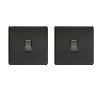 Knightsbridge SF1200MBB Screwless Intermediate Switch, 230 V, Matt Black (Pack of 2)