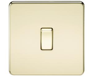 Knightsbridge SF1200PB Screwless 10AX 1G Intermediate Switch - Polished Brass