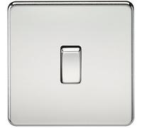 KnightsBridge 10A 1G 230V Screwless Polished Chrome Intermediate Switch Wall Plate