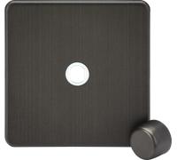 Knightsbridge SF1DIMSB Screwless 1G Dimmer Plate with Matching Metal Dimmer Cap - Smoked Bronze