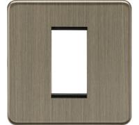 Knightsbridge SF1GAB Screwless 1G Modular Faceplate - Antique Brass