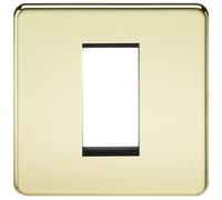 Knightsbridge SF1GPB Screwless 1G Modular Faceplate - Polished Brass