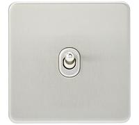Knightsbridge SF1TOGBC Screwless 10A 1G 2-Way Toggle Switch - Brushed Chrome
