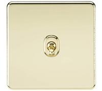 Knightsbridge SF1TOGPB Screwless 10A 1G 2-Way Toggle Switch - Polished Brass