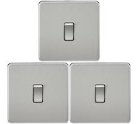 Knightsbridge SF2000BC Screwless 10 A 1-Gang 2 Way Switch, Brushed Chrome (Pack of 3)