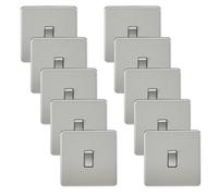 Knightsbridge SF2000BCx10 Screwless 10AX 1G 2-Way Switch - Brushed Chrome (10 Pack)