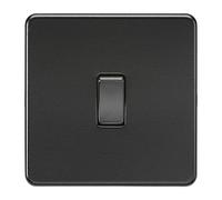 Knightsbridge Screwless 1G 2-Way Switch SF2000MBB 10AX 230V Matt Black + Black Rocker