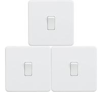 Knightsbridge SF2000MW Screwless Light Switch, 230 V, Matt White (Pack of 3)