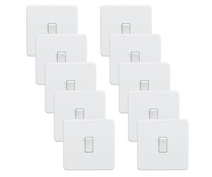 Knightsbridge SF2000MWx10 Screwless 10AX 1G 2-Way Switch - Matt White (10 Pack)