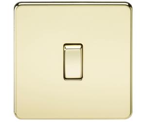 Knightsbridge SF2000PB Screwless 10AX 1G 2-Way Switch - Polished Brass
