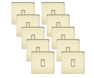 Knightsbridge SF2000PBx10 Screwless 10AX 1G 2-Way Switch - Polished Brass (10 Pack)