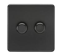 Knightsbridge SF2182MBB Screwless 2G 2-Way 10-200W (5-150W LED) Trailing Edge dimmer, 230 V, Matt Black