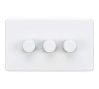 Knightsbridge SF2183MW Screwless 3G 2-Way 10-200W (5-150W LED) Trailing Edge dimmer-Matt White, 230 V