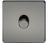 Knightsbridge SF2191BN Screwless 1G 2-Way 10-200W (5-150W LED) Intelligent Dimmer - Black Nickel