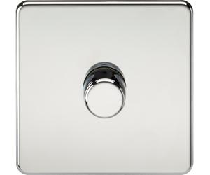 Knightsbridge SF2191PC Screwless 1G 2-Way 10-200W (5-150W LED) Intelligent Dimmer - Polished Chrome