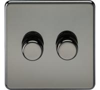 Knightsbridge SF2192BN Screwless 2G 2-Way 10-200W (5-150W LED) Intelligent Dimmer - Black Nickel