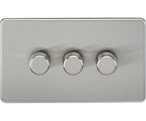 Knightsbridge SF2193BC Screwless 3G 2-Way 10-200W (5-150W LED) Intelligent Dimmer - Brushed Chrome