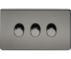 Knightsbridge SF2193BN Screwless 3G 2-Way 10-200W (5-150W LED) Intelligent Dimmer - Black Nickel