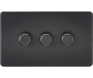 Knightsbridge SF2193MBB Screwless 3G 2-Way 10-200W (5-150W LED) Intelligent Dimmer - Matt Black