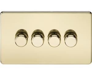 Knightsbridge SF2194PB Screwless 4G 2-Way 10-200W (5-150W LED) Intelligent Dimmer - Polished Brass