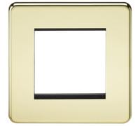 Knightsbridge SF2GPB Screwless 2G Modular Faceplate - Polished Brass