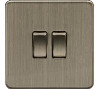 Knightsbridge SF3000AB Screwless 10AX 2G 2-Way Switch - Antique Brass