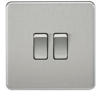 Knightsbridge SF3000BC 10 A 2-Gang 2-Way Screwless Switch - Brushed Chrome by Knightsbridge