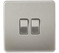 Knightsbridge SF3000BC Screwless 10 A 2-Gang 2 Way Switch, Brushed Chrome