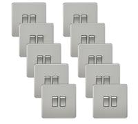 Knightsbridge SF3000BCx10 Screwless 10AX 2G 2-Way Switch - Brushed Chrome (10 Pack)