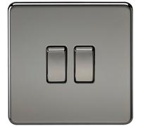 Knightsbridge SF3000BN Screwless 10 A 2-Gang 2 Way Switch, Black Nickel
