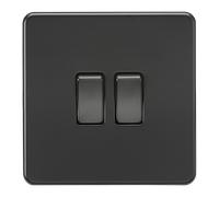 Knightsbridge SF3000MBB Screwless 10AX 2G 2-Way Switch - Matt Black + Black Rockers