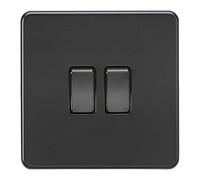 Knightsbridge Screwless 10AX 2G 2-Way Switch - Matt Black with black rockers - SF3000MBB