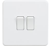Knightsbridge SF3000MW Screwless 10A 2G 2 Way Switch-Matt White