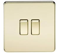 Knightsbridge SF3000PB 10 A 2-Gang 2-Way Screwless Switch - Polished Brass by Knightsbridge