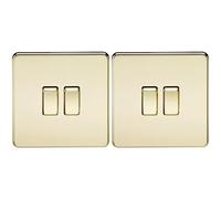 Knightsbridge SF3000PB Screwless 10 A 2-Gang 2 Way Switch, Polished Brass (Pack of 2)