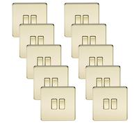 Knightsbridge SF3000PBx10 Screwless 10AX 2G 2-Way Switch - Polished Brass (10 Pack)