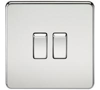 Knightsbridge SF3000PC Screwless 10 A 2-Gang 2 Way Switch, Polished Chrome