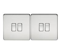 Knightsbridge SF3000PC Screwless 10 A 2-Gang 2 Way Switch, Polished Chrome (Pack of 2)