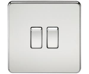 Knightsbridge SF3000PC Screwless 10AX 2G 2-Way Switch - Polished Chrome