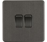 Knightsbridge SF3000SB Screwless 10AX 2G 2-Way Switch - Smoked Bronze