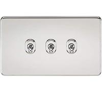 Knightsbridge SF3TOGPC Screwless 10A 3G 2-Way Toggle Switch - Polished Chrome