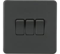Knightsbridge Screwless 10AX 3G 2-Way Switch - Anthracite - SF4000AT