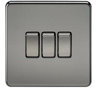 Knightsbridge Screwless 10AX 3G 2-Way Switch - Black Nickel - SF4000BN