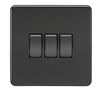 Knightsbridge Screwless 10AX 3G 2-Way Switch - Matt Black with black rockers - SF4000MBB