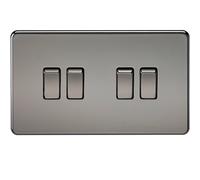 Knightsbridge SF4100BN Screwless 10 A 4-Gang 2 Way Switch, Black Nickel