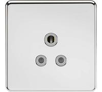 Knightsbridge SF5 APCG Screwless Unswitched Socket, Polished Chrome with Grey Insert, 5 A