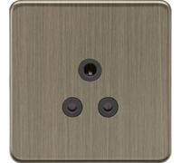 Knightsbridge SF5AAB Screwless 5A Unswitched Round Socket - Antique Brass