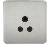 Knightsbridge Screwless 5A Unswitched Socket - Brushed Chrome with Black Insert - SF5ABC