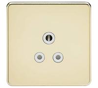 Knightsbridge SF5APBW Screwless 5A Unswitched Socket-Polished Brass with White Insert, 230 V